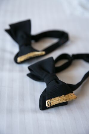 Black Bow Ties with Gold Edging Details