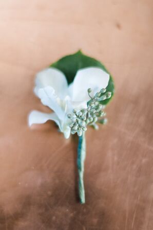 Seeded Eucalyptus, White Freesia Boutonniere