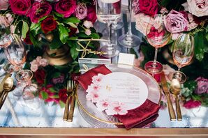 Glam Place Setting Atop Mirrored Table