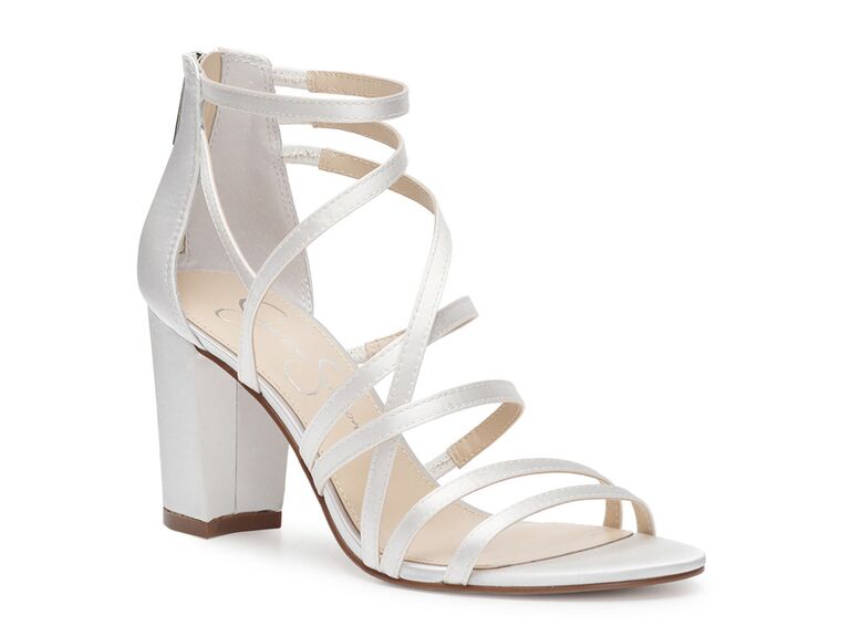 Jessica Simpson strappy white bridal block heel for weddings