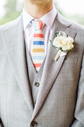 White Lisianthus Groom's Boutonniere