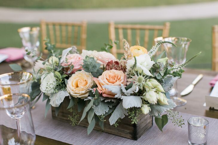 Garden Rose and Dusty Miller Centerpieces