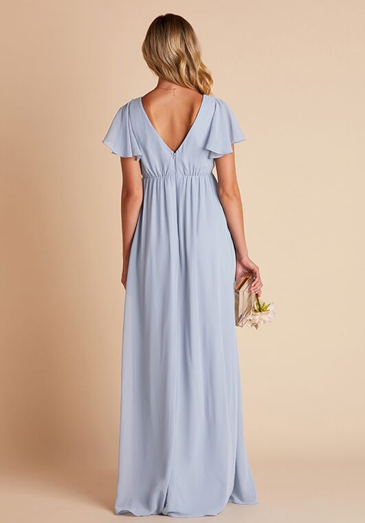 Birdy Grey Hannah Empire in Dusty Blue V-Neck Bridesmaid Dress - 3