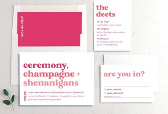 pink barbie fun wedding invitations