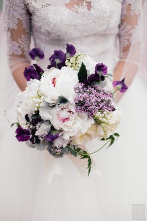 Spring Bouquet with Peonies, Violets and Lily of the Valley