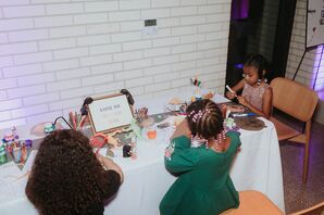 Kids Coloring at a Child's Activity and Art Table, Entertainment for Child-Friendly Wedding