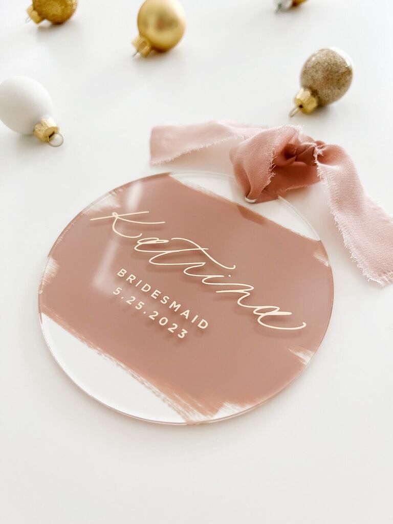 Personalized bridesmaid christmas gift ornament