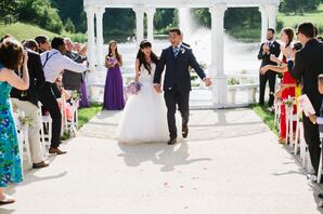 Excited Groom at Waterfront Recessional