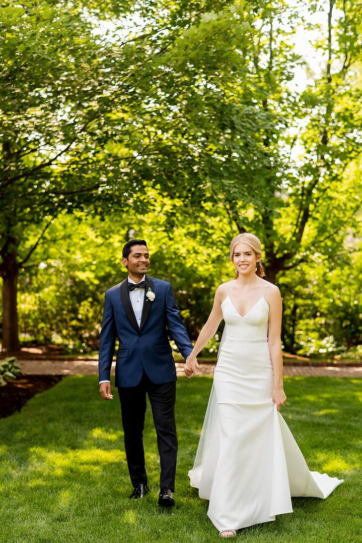 Bride and Groom Portraits at Garden Wedding in Illinois