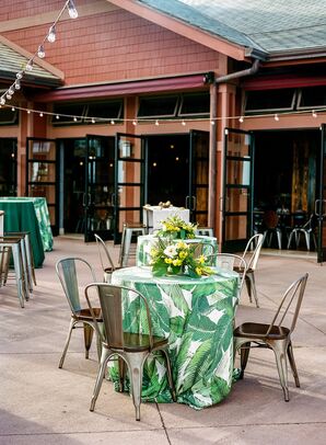 Cocktail Tables with Tolix Chairs and Banana Leaf Linens