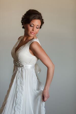 Bride in Wedding Dress with Crystal Belt