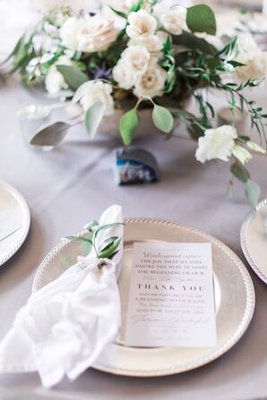 Classic Menu on Silver Charger with Herb Place Setting