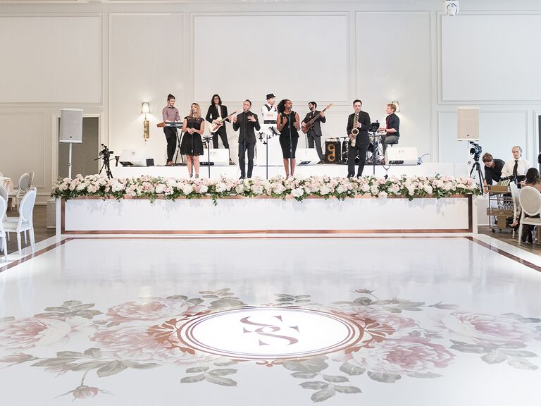 Custom printed floral vinyl dance floor wrap