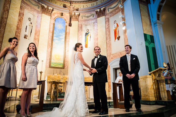 The couple exchanged vows in a traditional church ceremony, followed by a reception at the Worcester Regional Airport in Massachusetts.
