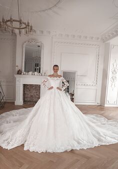 Olivia Bottega Off-the-Shoulder Lace Ball Gown Nuria Ball Gown Wedding Dress