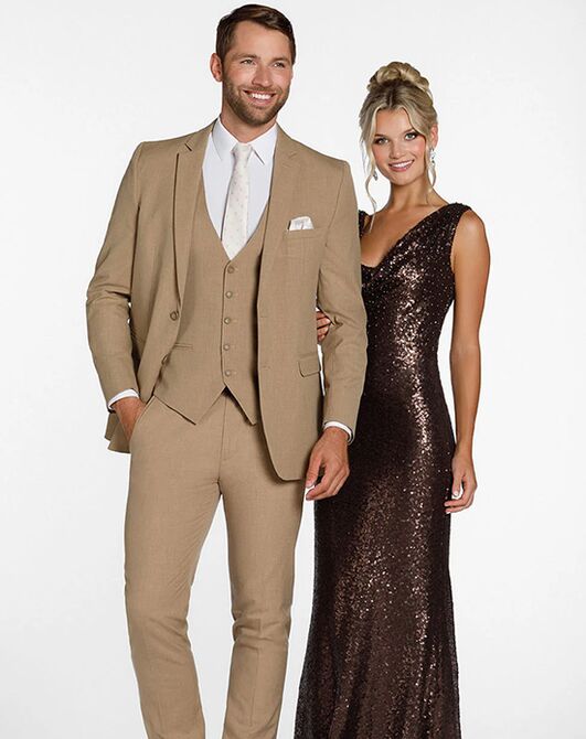 BLACKTIE METRO Camel Wedding Suit Champagne Tuxedo - 5