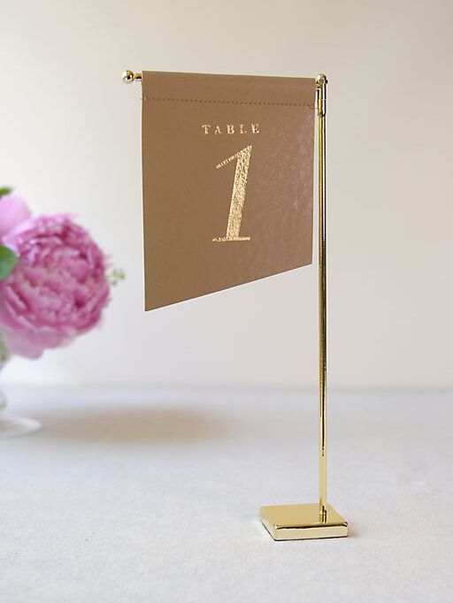 David's Bridal slanted vegan leather table number flags