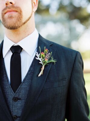Hypericum and Dusty Miller Boutonniere