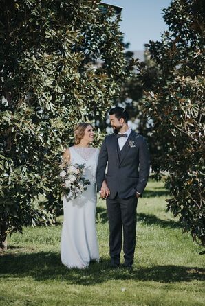 Bride and Groom at Rustic Warehouse-Chic Wedding