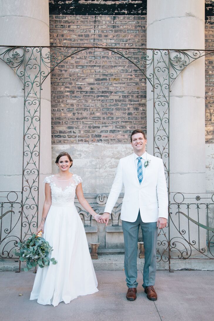 Both the bride and groom wore white for their big day. "Rob wearing white was a great reminder to guests that it's his day too," Sarah says. "Plus, it took some attention off of me!"