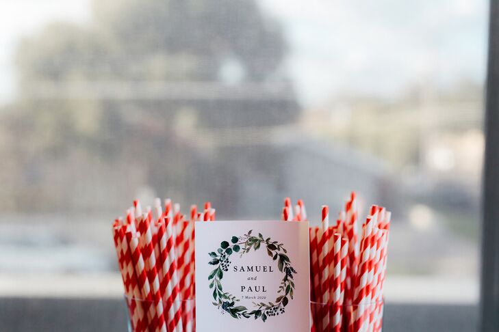 Custom Sign with Straws at Wedding in Australia