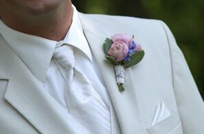 Pink and Purple Boutonniere