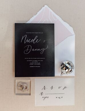 Black-and-White Invitation for Wedding at Tehama Golf Club in Carmel-By-The-Sea, California