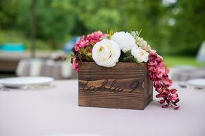 Wooden Box Centerpiece With Carved Table Number