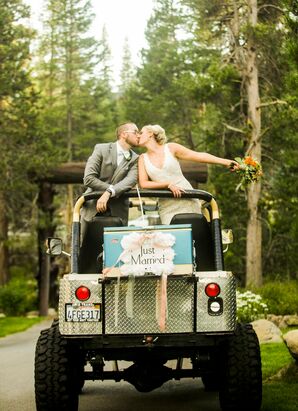 'Just Married' Sign on Exit Vehicle