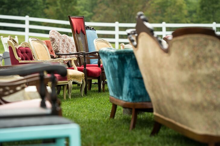 Mix-and-Match Vintage Armchairs and Sofas at Ceremony