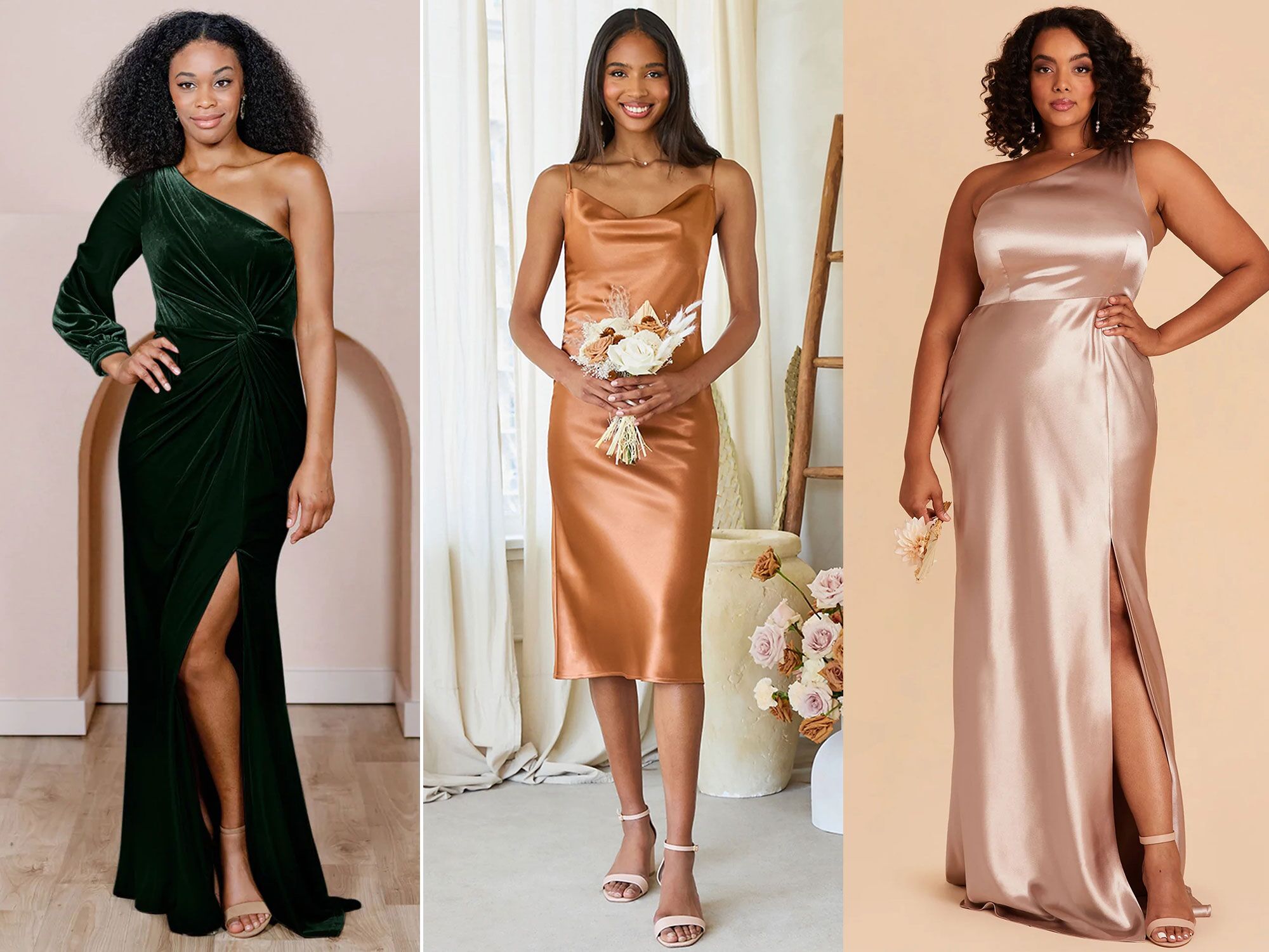 Stunning Dress Outfit Ideas For Women | Satin Midi Bridesmaid Dresses | Casual Classy Outfits