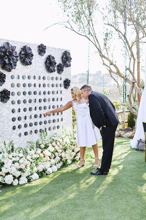 Wedding Guests at Black-and-White Escort Card Display