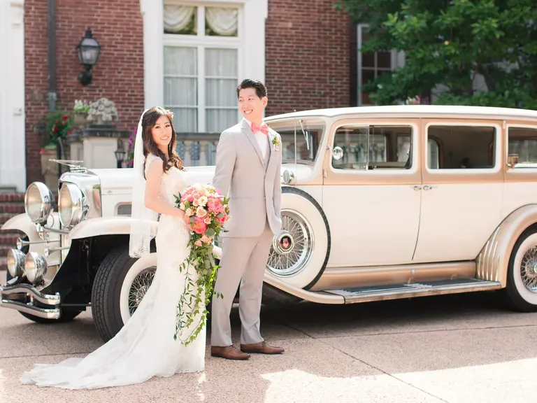 Picture-Worthy Vintage Car Wedding Transportation Option