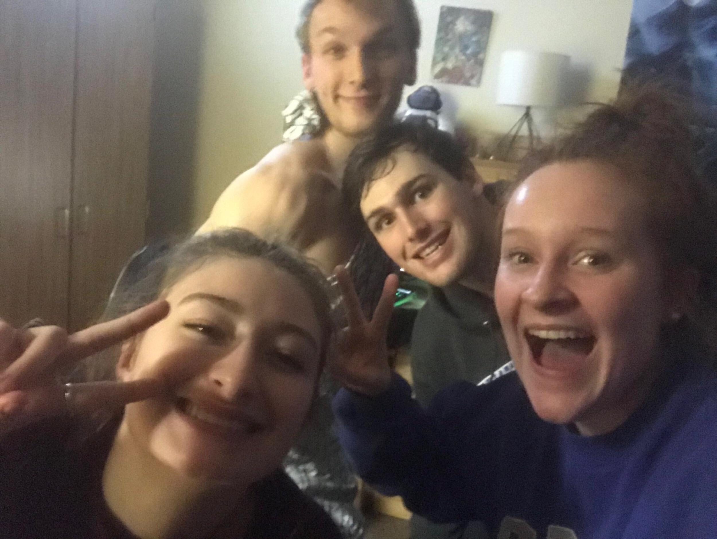 This is our very first picture together! We met at the gym through a mutual friend and got even closer through a love for the Cowboys, a great group of friends, and country music! We lived in the same dorm building and had lots of time to hangout! 
