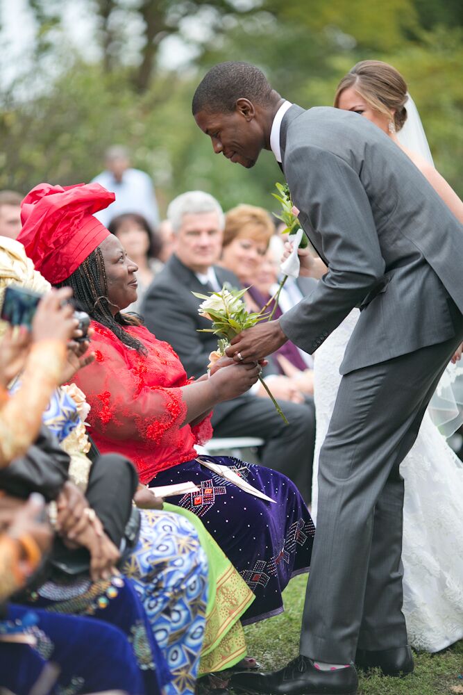 During the ceremony, Jessica and Bassey wanted to acknowledge and thank their mothers for their love, commitment and selflessness in raising them. In gratitude, the couple delivered roses to each woman as a wedding tradition. "This picture speaks a million words on the love between a mother and her son," Jessica says.