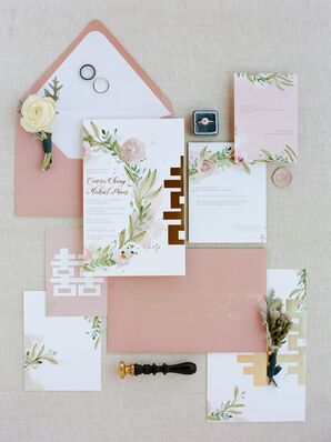 Blush Pink Wedding Invitation and Paper GoodsSuite