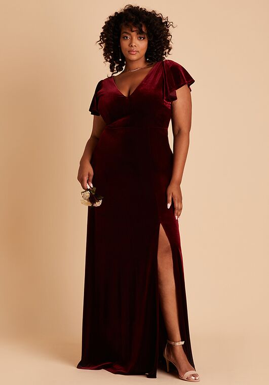 Birdy Grey Hannah Dress in Velvet Cabernet V-Neck Bridesmaid Dress - 6