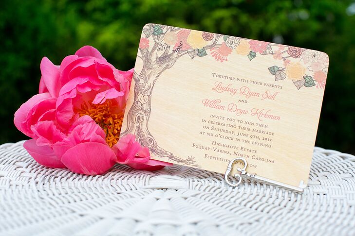 Lindsay loved the couple's unique invites - they're printed on real wood!