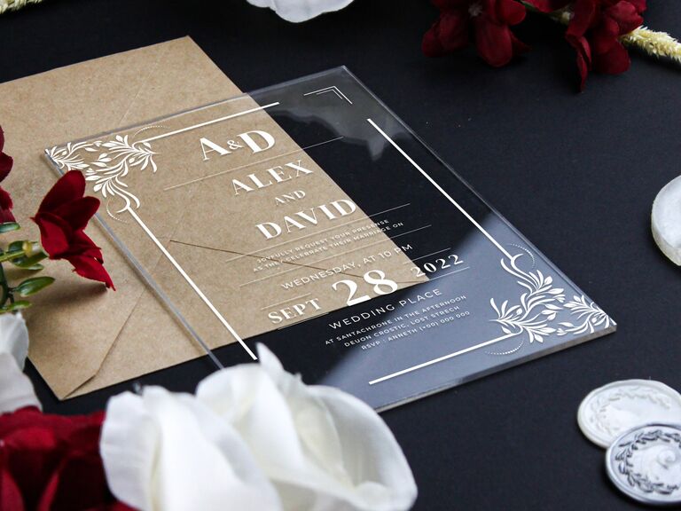 Inexpensive acrylic wedding invitation