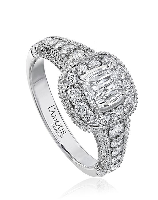 Christopher Designs Vintage Cushion Cut Engagement Ring - 1