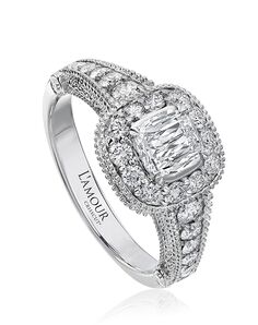 Christopher Designs Vintage Cushion Cut Engagement Ring