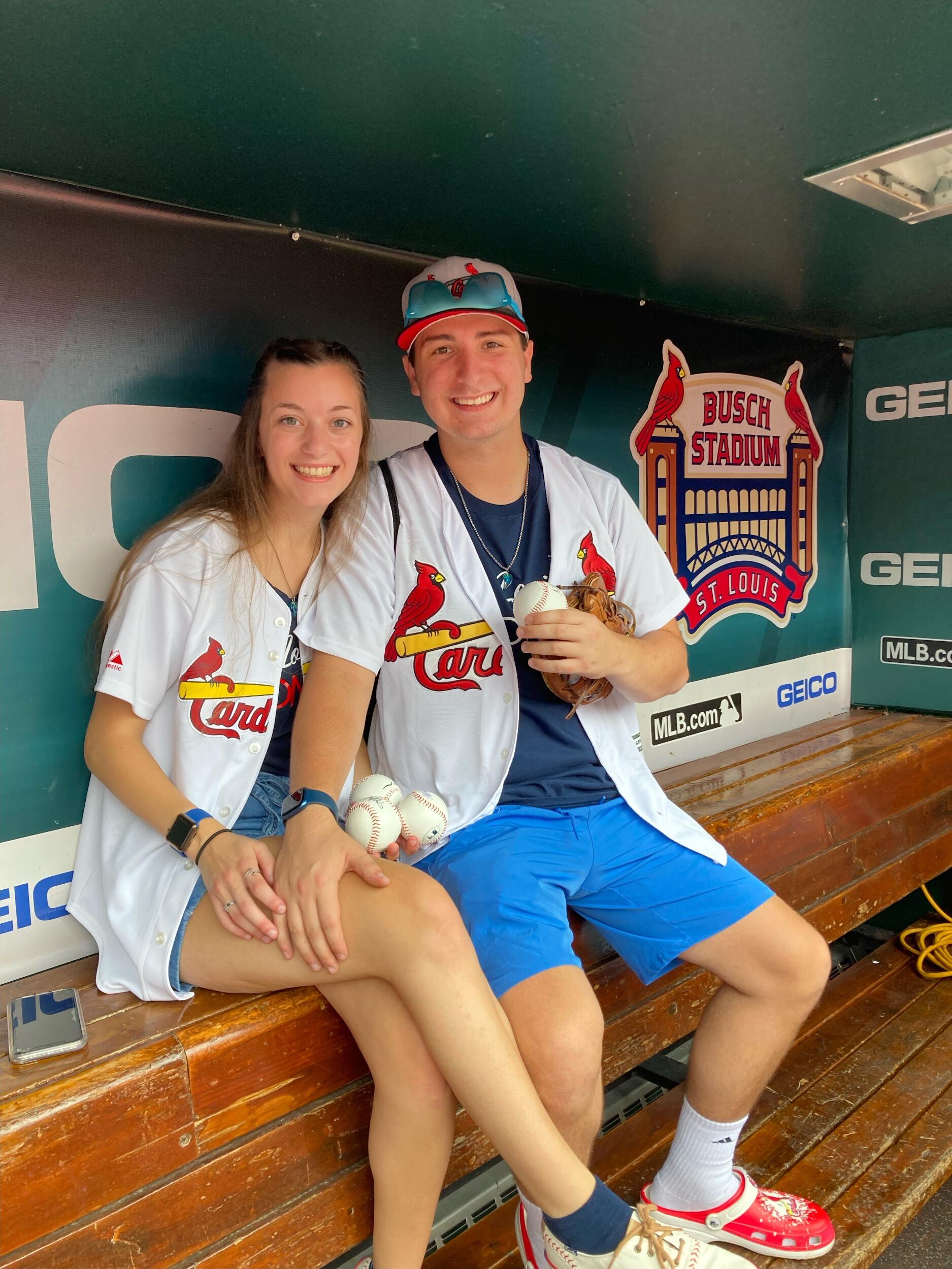 In the Busch Stadium dugout!