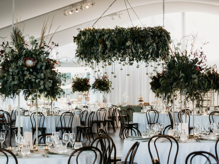 Hanging eucalyptus wedding decor