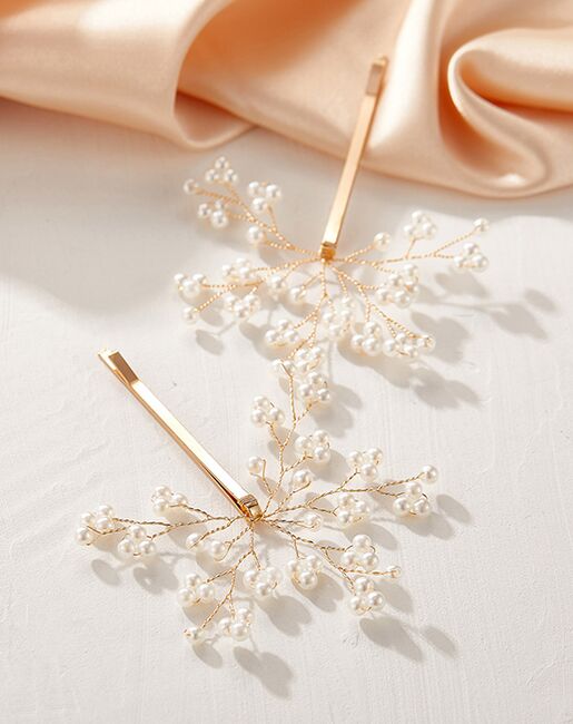 AW Bridal AW BRIDAL Wedding Hair Clip Pearl Hair Pins Bridal Barrette Hair Piece for Wedding Hair Accessories for Brides Women 2pcs (Gold) Gold Pins, Combs + Clip - 7