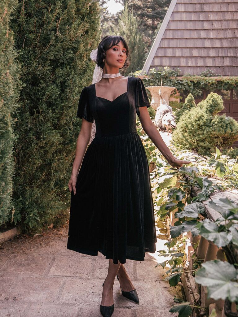 JessaKae black velvet gothic bridesmaid dress