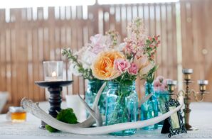Rustic, Eclectic Vintage Centerpieces in Phoenix, Arizona
