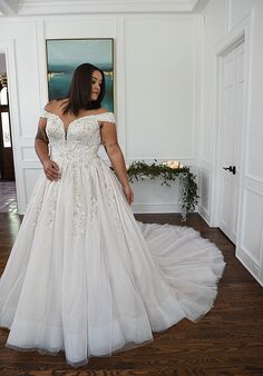 Essense of Australia D3245 plus Ball Gown Wedding Dress