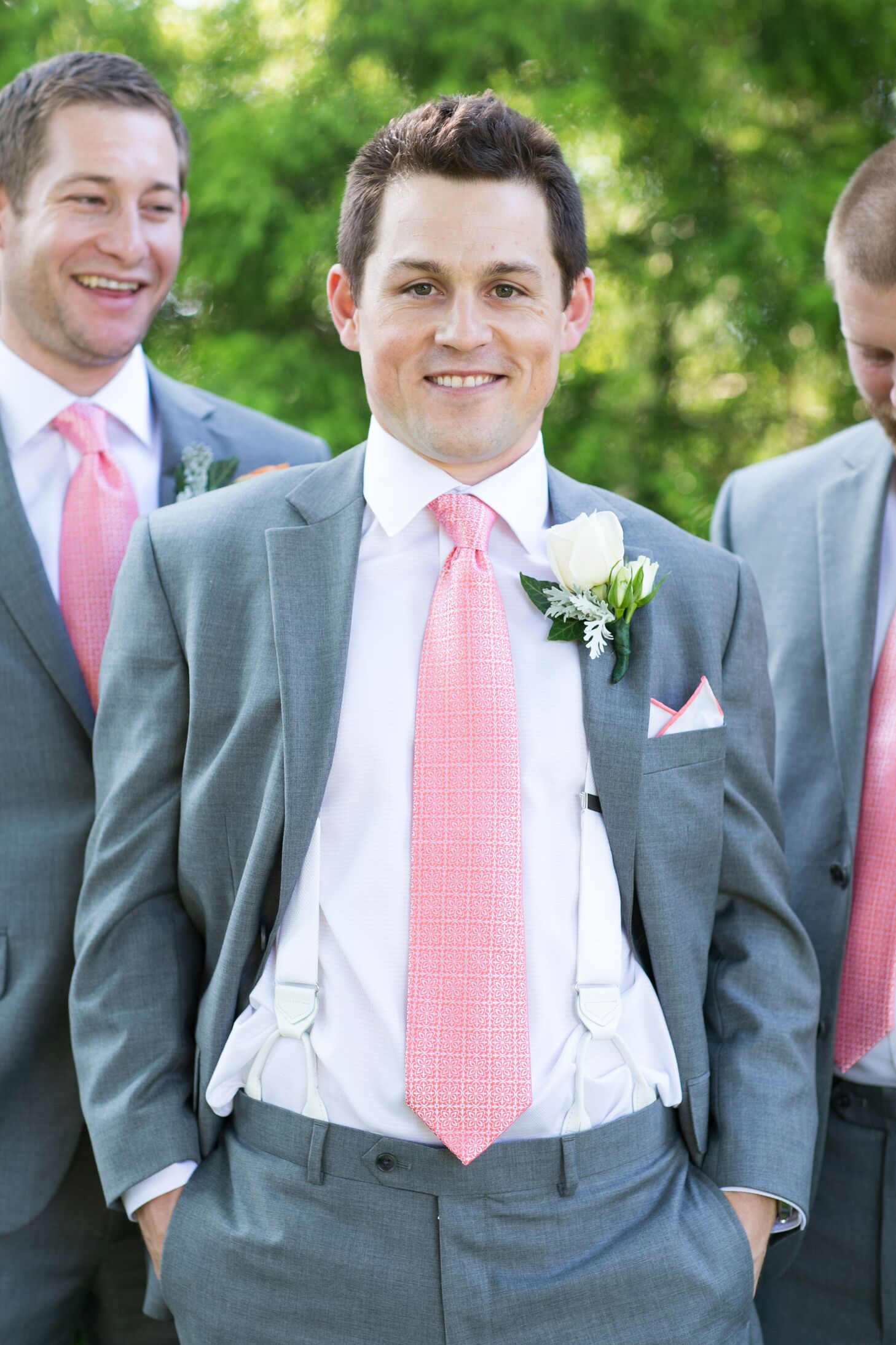 pink tie white shirt