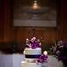 The Cakewalk bakery in Northfield made this black and white three-tier creation topped with purple calla lilies.
