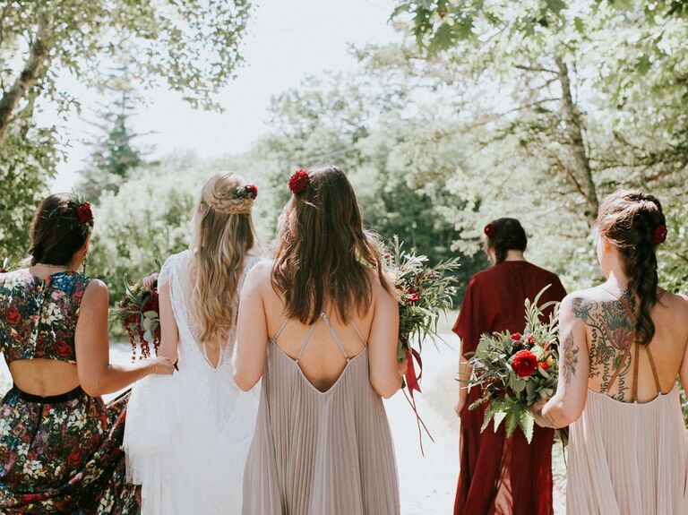 Bridesmaid hairstyle flower accent